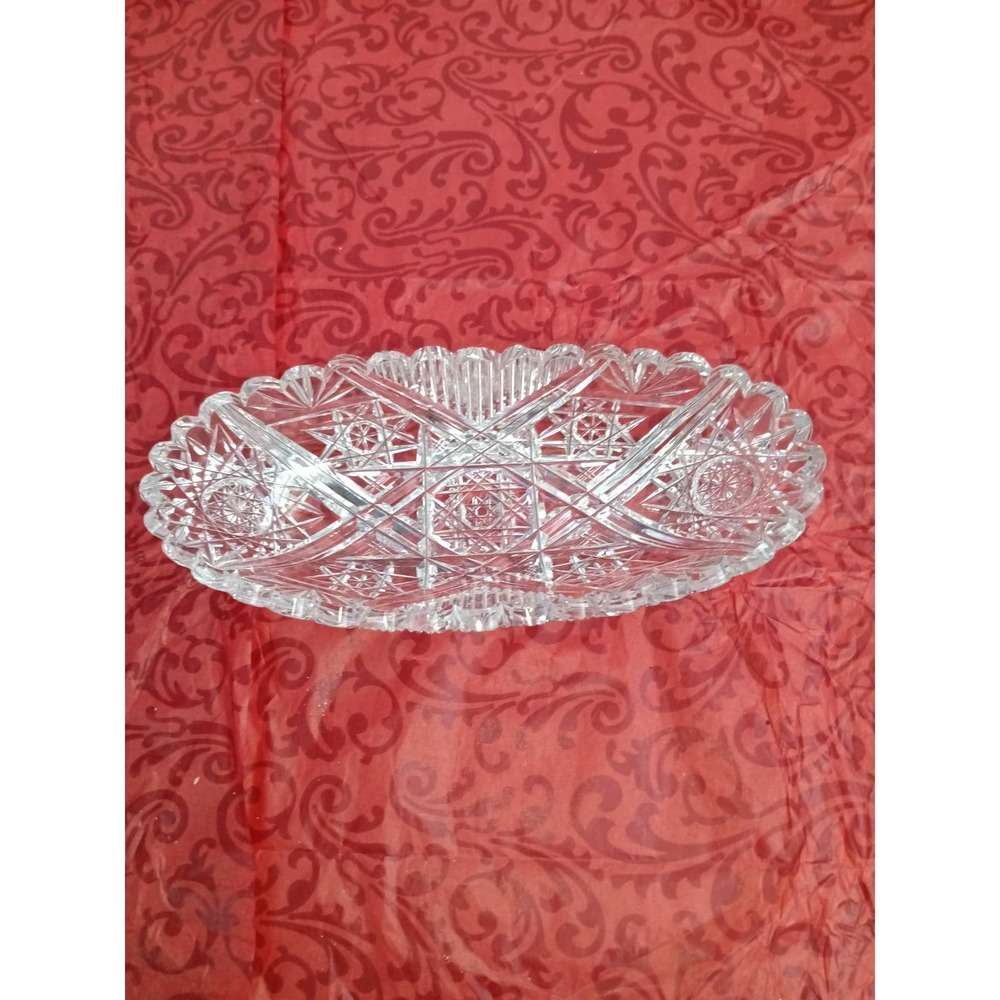 Oval Serving Dish with Starburst Designs and Scalloped Edges